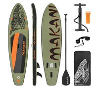 Planche stand up ECD Germany 308 x 78 x 10 cm olive PVC gonflable jusqu'à 120 kg avec accessoires