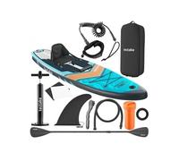 Planche stand up paddle gonflable 2 en 1 avec support appareil photo siège kayak antidérapant 200 kg turquoise orange 320x84x39,5 cm kit complet