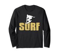 Planche Surf Rétro Surfeur Vague Océan Silhouette Manche Longue