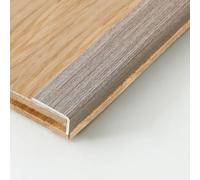 Plancher en Bois en Forme De L Edgig Strips Bande De Seuil De Porte, Garniture De Marche D’escalier 35.4ich / 90cm Bûche, PVC Bois Grai Fiish, S, 2x1cm/0.78x0.39inch