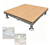 Plancher Modulable Extérieur Emboîtable 84x84 cm, Plate-forme de Patio en WPC avec Pieds Métalliques Réglable, Aspect Bois Imperméable Antidérapante pour Jardin Pelouse Camping(Natural,30cm/11.8in)