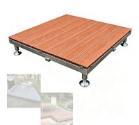 Plancher Modulable Extérieur Emboîtable 84x84 cm, Plate-forme de Patio en WPC avec Pieds Métalliques Réglable, Aspect Bois Imperméable Antidérapante pour Jardin Pelouse Camping(Rouge,15cm/6in)