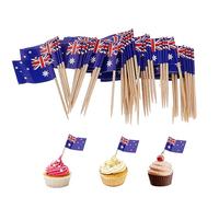 Planchers de drapeau 100pcs Mini Australia Flags sur des bâtons Food Flags Dentuage Cupcake Toppers Cocktail Stick Flag Decor for Independence Day Party Bar Mini Flags on Sticks