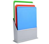 Planches à découper en plastique - EXCELLENT HOUSEWARE - Lot de 4 - 20.5x15 cm - Multicolore - Support inclus