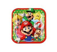 planches de fête Super Mario 18 x 18 cm 8 pièces vert/rouge