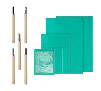 Planches de linoléum Kit de linogravure -Gomme pour tampon, linoléum pour gravure avec couteau à sculpter, 2A4+A5+2A6,blocs à graver en gomme,tendre,pour impressions, graphisme,loisirs créatifs et DIY