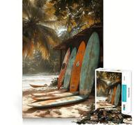 Planches de Surf sur Une Plage Tropicale Puzzle de 1000 pièces pour Adultes pour renforcer Les Liens, se Souvenir, Passer Un Moment de sérénité et de qualité Cadeau de Noël idéal 38x26cm