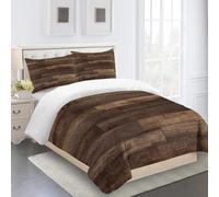 Planches Rustiques Housse de Couette 200x200 Parure de Lit Thème Foncé Microfibre Impression 3D Une House de Couette et Deux Taies d'oreiller (65x65 cm) A.1102