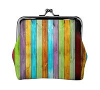 Planches verticales dans la menuiserie en bois de chêne imprimé mode Ms pochette en cuir portefeuille portable Kiss-Lock sac d'argent mignon pochette pour femmes