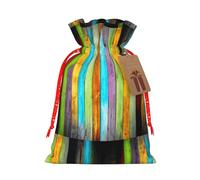 Planches verticales en bois de chêne imprimé mode sac léger avec cordon de serrage avec étiquette kraft pour Noël Halloween