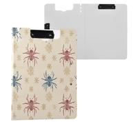 Planchette à pince pliable en forme d'animal amusant avec araignée beige rouge A4 - Porte-stylo - Porte-stylo - Avec housse