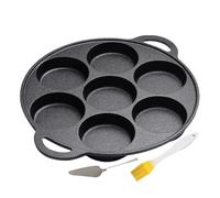 Planchette plate en fonte, poêle à frire des crêpes pour œufs, outil antiadhésif à 7 trous avec conception robuste pour la crêpe, , la cuisine de steak, la friture, les grillades, le feu de ca