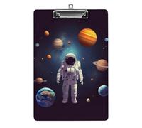 Planchettes à pince en acrylique pour bureau extérieur, 21,6 x 31,5 cm, format A4, pour travailleur social, infirmière, fournitures de bureau, astronaute du système solaire planètes avec clip discret