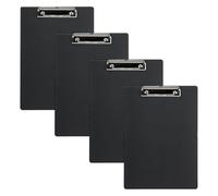 Planchettes à Pince et Porte Formulaires, Support Feuille avec Pince A4, 4 Pièces Porte Bloc A4 avec Pince, Clip Planches, Porte Documents A4, Clipboard pour Bureau Salle de Classe Restaurant, Noir