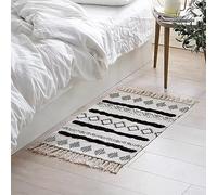 Plancholo Petit tapis bohème en coton tissé avec pompon pour cuisine, buanderie, porte 61 x 91 cm