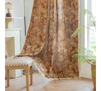 Plancholo Rideau pissenlit jaune de 213 cm de long, 1 panneau bohème en jacquard semi-transparent avec passe-tringle pour salon, chambre à coucher, 132,1 cm de large x 213,4 cm de long