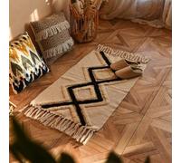 Plancholo Tapis touffeté en coton avec glands, style bohème pour salon, chambre à coucher, buanderie, entrée - 60 x 90 cm