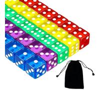 PlandleLee 20 Pièces D6 dés 14mm, Jeu de dés, 5 Couleurs Translucides 6 dés de coin arrondis pour jouer à des jeux tels que Tenzi, Farkle, Yahtzee, Bunco ou l'enseignement des mathématiques