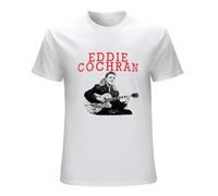 PLANDOO Men's Eddie Cochran T Shirt Rockabilly Unisex White L