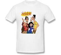 PLANDOO Men's Seinfeld Tooned Out T Shirt White L