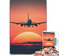 Plane Sunset Puzzle en Bois 500 pièces, Passe-Temps Adulte | Présent de Noël pour passionné avec activité sans écran à la maison sur plusieurs sessions.