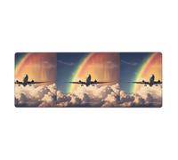 Plane Under The Rainbow Tapis de souris imprimé extra large 30,5 x 80 cm pour bureau, jeux et apprentissage - Durable, confortable et respectueux de l'environnement