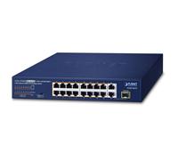 PLANET 16-Port 10/100TX 802.3at PoE Non-géré Fast Ethernet (10/100) Connexion Ethernet, supportant l'alimentation via ce port (PoE) 1U Bleu