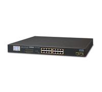 Planet 16 Ports 10/100/1000T 802.3 at PoE Switch + 2 Port and LCD Monitor for SFP Gigabit PoE 300 Watts