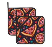 Planet Color Lot de 2 maniques carrées résistantes à la chaleur Motif pizza Rose 20,3 x 20,3 cm Tissus de qualité, anti-brûlure et facile à nettoyer