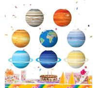 Planet Decorations Lot de 8 lanternes gonflables 30,5 cm - Lanterne colorée pour salle d'école, anniversaire, fête prénatale, salle de te scientifique