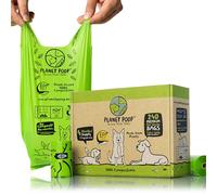 Planet déjections canines - USA Certifié Compostable Chien Sacs à déjections canines Extra Large 22,9 x 43,2 cm avec poignées 240 fils non parfumées. Earth Friendly Plus Haut nominale D6400 biodégradable Sac de déchets pour animaux anti-fuites, 16 rouleaux de recharge