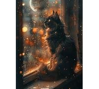 Planet Diamond Art Kits Adults, Cat 5D Diamond Painting for Beginners, DIY Circle Full Drill Crystal Art Kits, Crystal Cross Stitch Embroidery Crafts, for Home Wall Decor,50x50cm