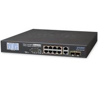 PLANET FGSD-1022VHP PLANET 8-Port 10/100TX 802.3at combo PoE Switch 2-Port Gigabit TP/SFP, with LCD PoE Monitor, 120 Watts