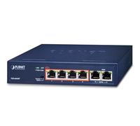 PLANET FSD-604HP commutateur réseau Non-géré Fast Ethernet (10/100) Connexion Ethernet, supportant l'alimentation via ce port (PoE) Bleu
