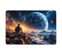 Planet Galaxy Charm Tapis à Poils Courts 150 x 100 cm, Doux et Antidérapant | Tapis imprimé à poils courts avec surface douce; se place facilement près du lit ou du canapé; près du lit ou du canapé
