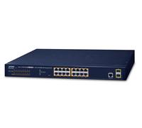 PLANET GS-4210-16P2S commutateur réseau Géré L2/L4 Gigabit Ethernet (10/100/1000) Connexion Ethernet, supportant l'alimentation via ce port (PoE) 1U Bleu