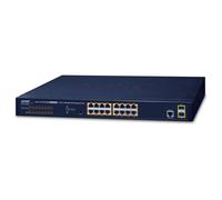 PLANET GS-4210-16P2S commutateur réseau Géré L2/L4 Gigabit Ethernet (10/100/1000) Connexion Ethernet, supportant l'alimentation via ce port (PoE) 1U Bleu