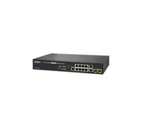 PLANET GS-5220-8P2T2S - Commutateur - Géré - 8 x 10/100/1000 (PoE+) + 2 x 10/100/1000 + 2 x Fast Ethernet/Gigabit SFP - de bureau, Montable sur rack