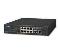 Planet – Commutateur réseau GSD-1008HP – 8x Gigabit PoE+ et 2x Gigabit, 120W, non-géré, 1U bleu