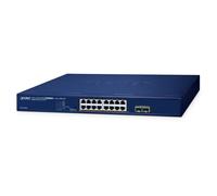 PLANET GSW-1820HP commutateur réseau Gigabit Ethernet (10/100/1000) Connexion Ethernet, supportant l'alimentation via ce port (PoE) 1U Bleu