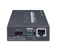 PLANET GT-805A-PD Convertisseur de médias Gigabit PoE+ PD 802.3at, Port RJ45 10/100/1000BASE-T vers Slot SFP 100/1000BASE-X, Alimentation via PoE ou 5V DC