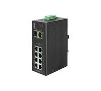 Planet Commutateur réseau géré L2+ IGS-10020MT – 8x10/100/1000 + 2xSFP – Rail DIN – Noir