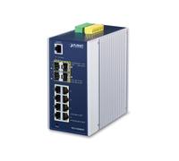 PLANET IGS-12040MT Commutateur Géré L2+ Gigabit 8 RJ45 + 4 SFP, QoS, Web, 24Gbps, VLAN, Montage Mural/DIN, Température -40°C à 75°C