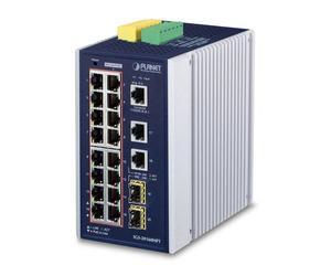 PLANET IGS-20160HPT - Switch - L3 - managed - 16 x 10/100/1000 (PoE+) + 2 x 10/100/1000 + 2 x SFP - an DIN-Schiene montierbar, wandmontierbar - PoE+ (320 W) - Gleichstrom