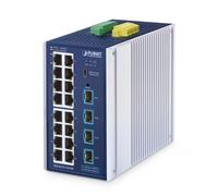 Planet – Switch géré IP30 Industrial L2+ 16x 10/100/1000T +4x SFP+ 10G -40~75°C