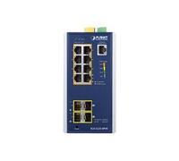 PLANET IGS-5225-8P4S - Commutateur - C2+ - Géré - 8 x 10/100/1000 (PoE+) + 4 x Gigabit SFP - Montage sur rail DIN, fixation murale - PoE+ (240 W) -