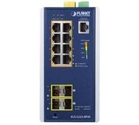 PLANET IGS-5225-8P4S - Commutateur - C2+ - Géré - 8 x 10/100/1000 (PoE+) + 4 x Gigabit SFP - Montage sur rail DIN, fixation murale - PoE+ (240 W) -
