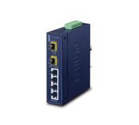PLANET IGS-620TF Commutateur Non-Géré 4x Gigabit Ethernet 10/100/1000, 2x SFP, 18 Gbit/s, Montage Mural/Rail DIN, -40°C à 75°C, IP30