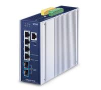 PLANET IP30 Industrial L3 4-Port Géré 2.5G Ethernet (100/1000/2500) Aluminium, Bleu