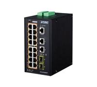 PLANET Industrial 16-Port PoE Switch 10/100/1000T 2xUP 2xSFP